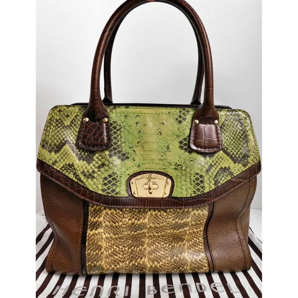 Henri‎ Bendel Snake Embossed Leather Satchel Bag